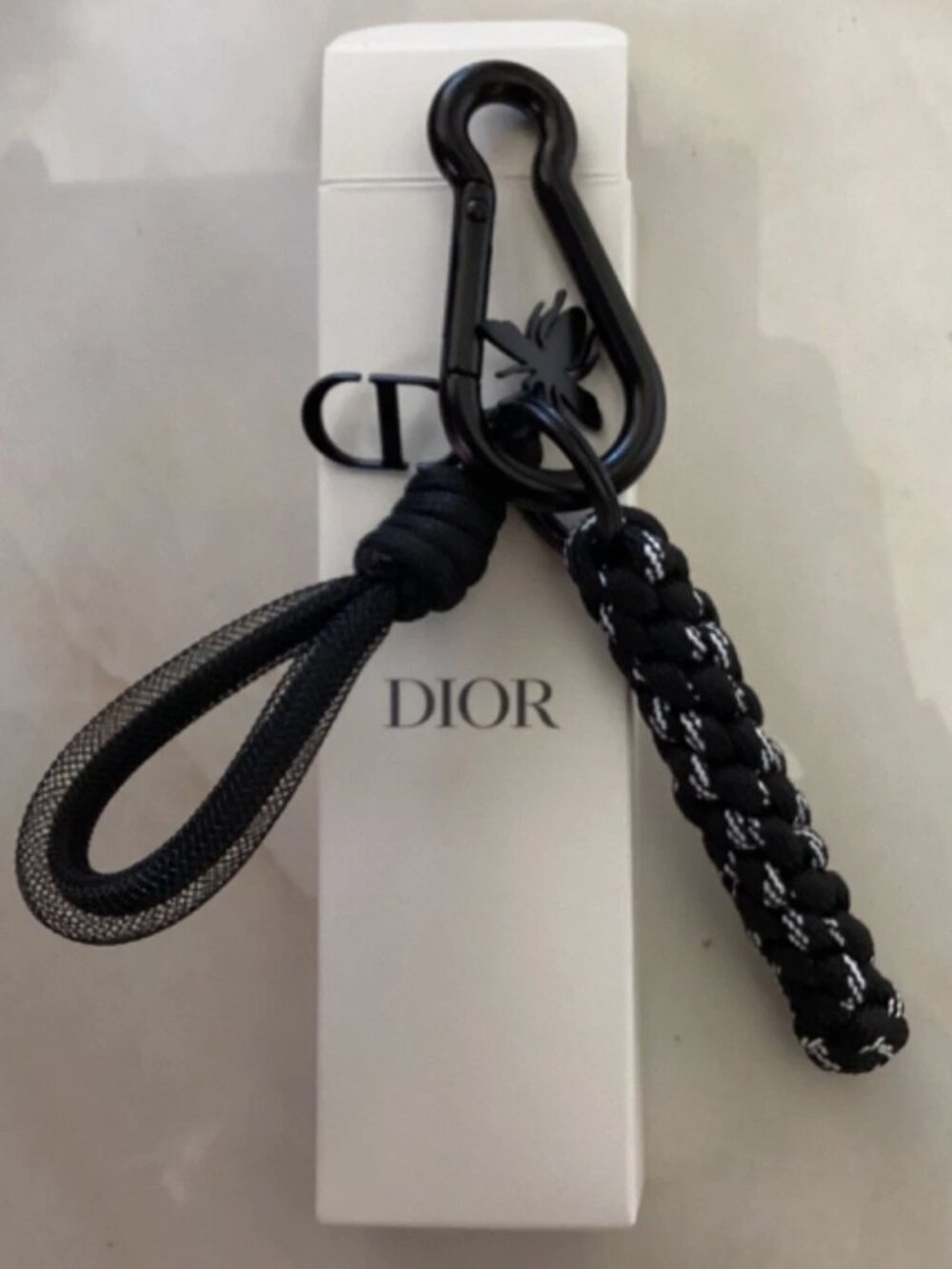 DIOR KEY RING CHAIN with CD LOGO and Bee New in Box